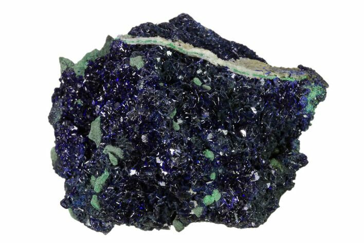 Sparkling Azurite Crystals with Malachite - Laos #162584